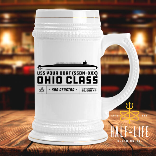 Ohio Class Ballistic Missile Submarine - Ceramic Stein with Gold Trim (HLCC) Thumbnail