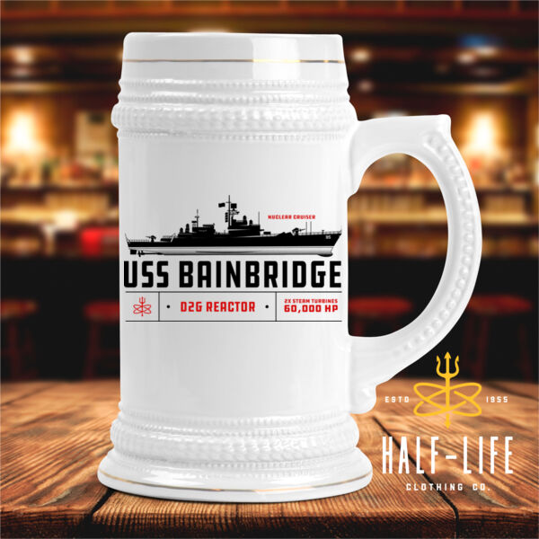 USS Bainbridge Nuclear Cruiser - Ceramic Stein with Gold Trim (HLCC) Thumbnail