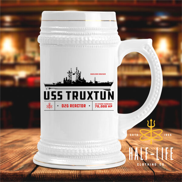 USS Truxtun Nuclear Cruiser - Ceramic Stein with Gold Trim (HLCC) Thumbnail