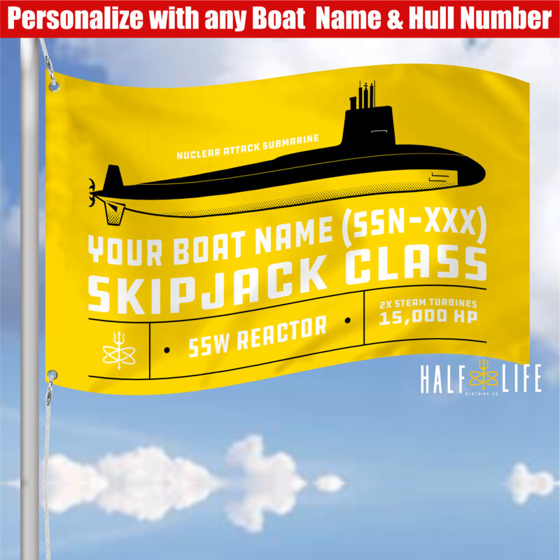 Custom Skipjack Class Attack Submarine - 3' x 5' Polyester Mesh Flag Horizontal Thumbnail