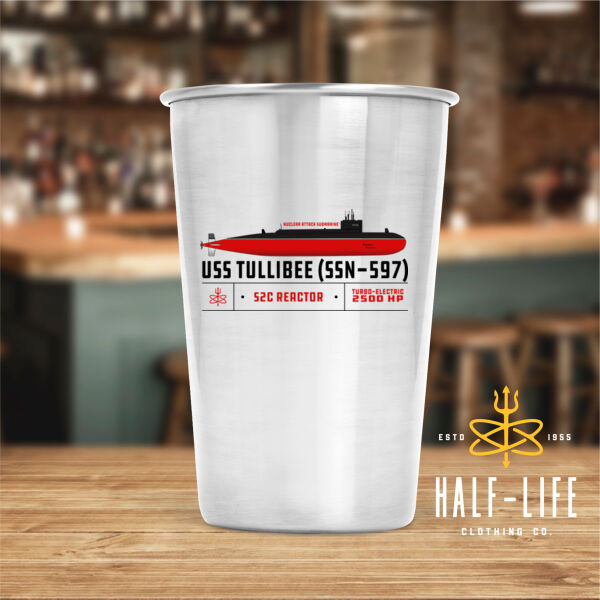 USS Tullibee (SSN-597) - 17 oz Stainless Steel Pint Glass (HLCC) Thumbnail