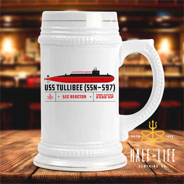 USS Tullibee (SSN-597) - Ceramic Stein with Gold Trim (HLCC) Thumbnail