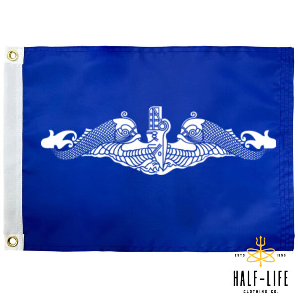 Submarine Dolphins (White) - 12" x 18" Polyester Mesh Flag with Grommets Horizontal Thumbnail