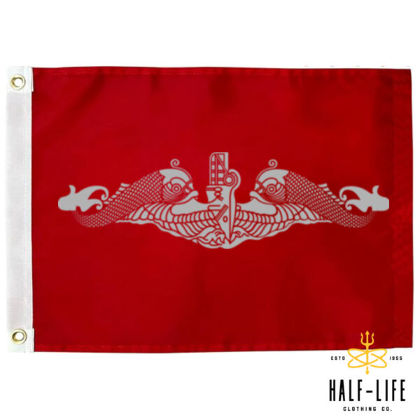 Submarine Dolphins (Silver) - 12" x 18" Polyester Mesh Flag with Grommets Horizontal Thumbnail