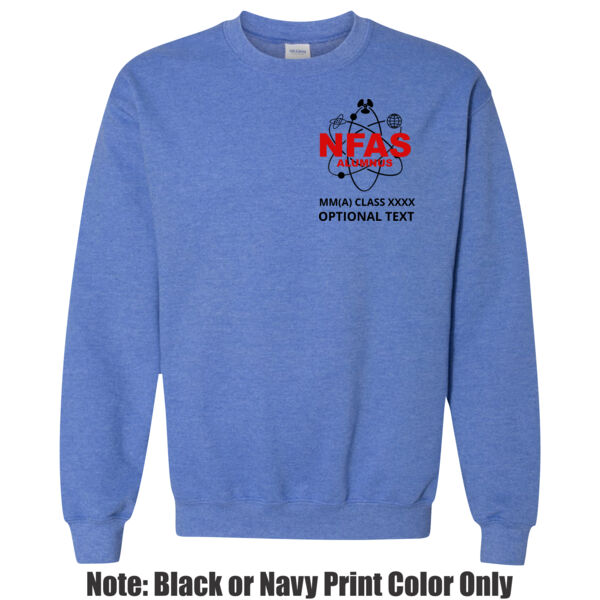 NFAS Logo with Class Number - Adult Heavy Blend Heather Royal or Red 60/40 Fleece Crew (S) Thumbnail