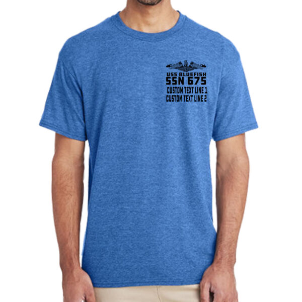 Custom USS Bluefish (SSN-675) Sturgeon Class - (S) Adult 5.5 oz Cotton Poly (35/65) T-Shirt Thumbnail