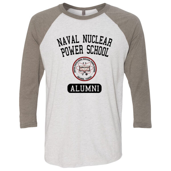 Naval Nuclear Power School Orlando Alumni (Vertical) - (S) Unisex Tri-Blend Three-Quarter Sleeve Baseball Raglan Tee Thumbnail