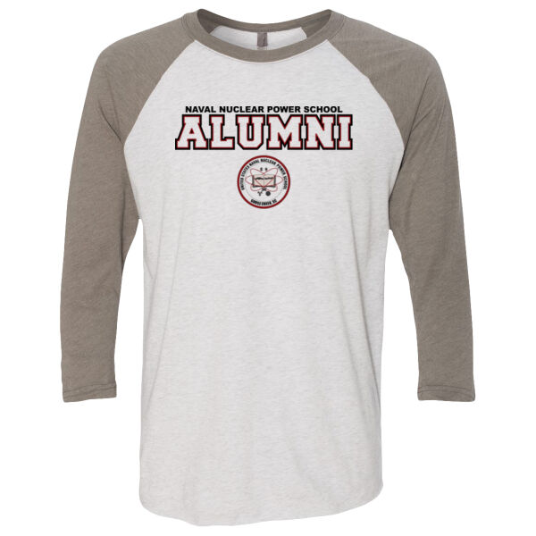 Naval Nuclear Power School Goose Creek, SC Alumni (Horizontal) - (S) Unisex Tri-Blend Three-Quarter Sleeve Baseball Raglan Tee Thumbnail
