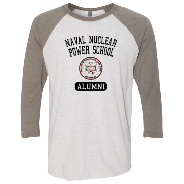Naval Nuclear Power School Bainbridge Alumni (Vertical)  - (S) Unisex Tri-Blend Three-Quarter Sleeve Baseball Raglan Tee Thumbnail